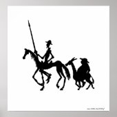 Don Quixote und Sancho Panza Kunst in Schwarzweiß Poster (Vorne)
