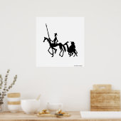 Don Quixote und Sancho Panza Kunst in Schwarzweiß Poster (Küche)