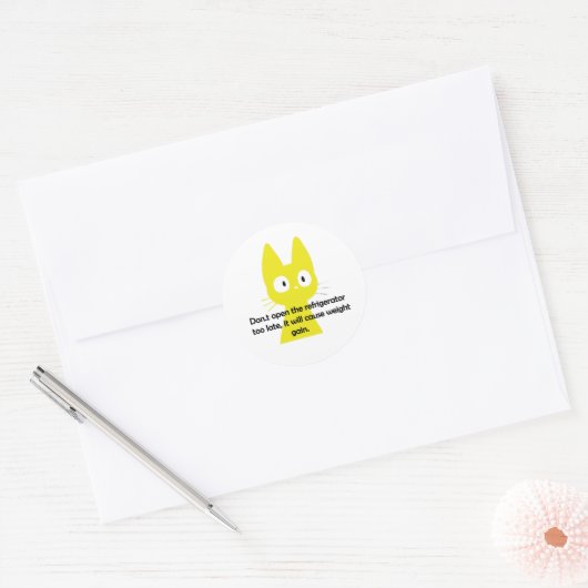 Don.t open the refrigerator too late,  runder aufkleber (Umschlag)