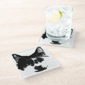 Don’t Spill It – Ink Cat Glasuntersetzer (Schrägansicht)