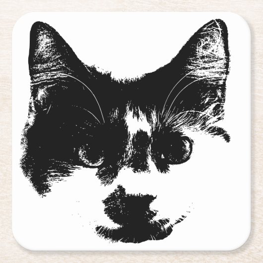 Don’t Spill It – Ink Cat Rechteckiger Pappuntersetzer (Vorderseite)