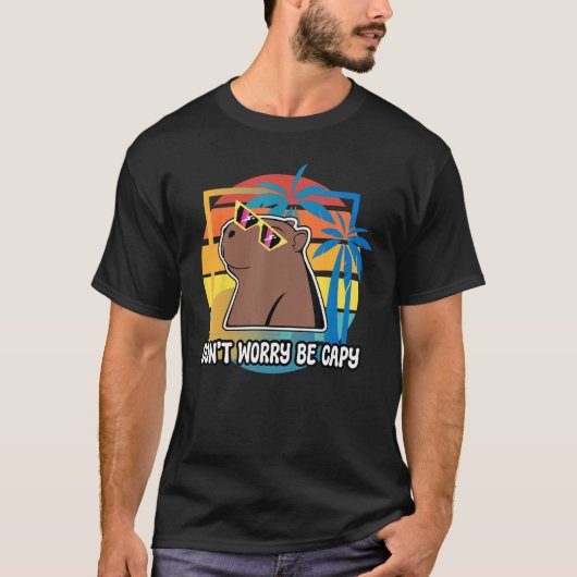 Don t Worry Be Capy Capybara Retro Rodent Animal T-Shirt (Vorderseite)