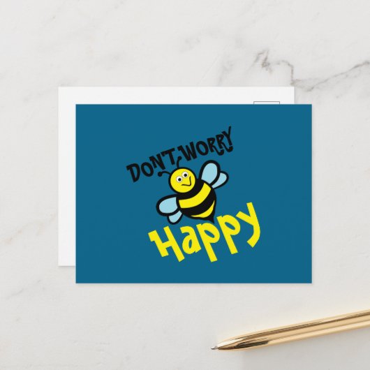 Don’t Worry Bee Happy Postkarte (Vorderseite/Rückseite Beispiel)