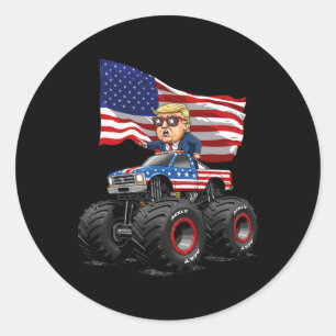 Donad Trump Monster Truck 4. Juli USA-Flagge Spaß Runder Aufkleber