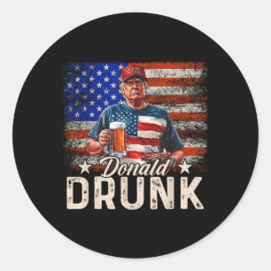 Donald Betrunken Trump trinken Bier 4. Juli Amerik Runder Aufkleber