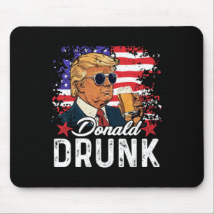 Donald Betrunkener Trump Trinkt Bier 4. Juli Ameri Mousepad