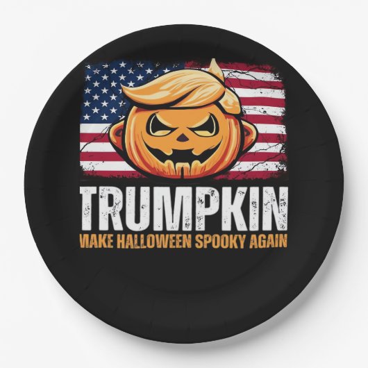 Donald Halloween - Trumpkin macht Halloween Spooky Pappteller (Vorderseite)