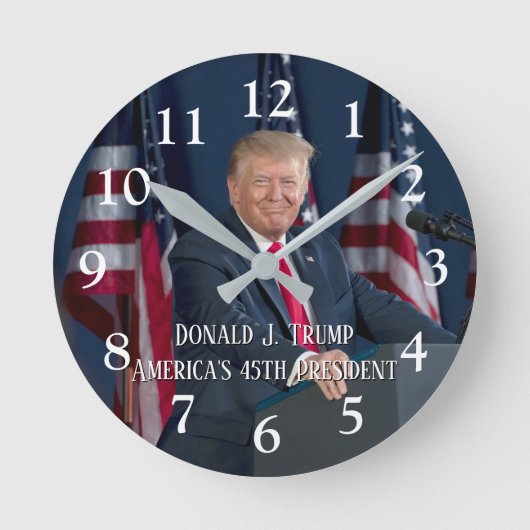 Donald J. Trump 45. Präsident Keepake Runde Wanduhr (Vorderseite)
