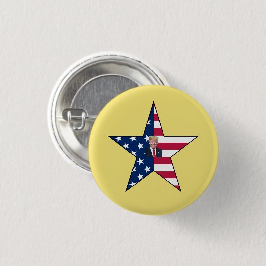 Donald J. Trump~ Präsident~ US-Flagge~ Star ~ MAGA Button (Vorne & Hinten)