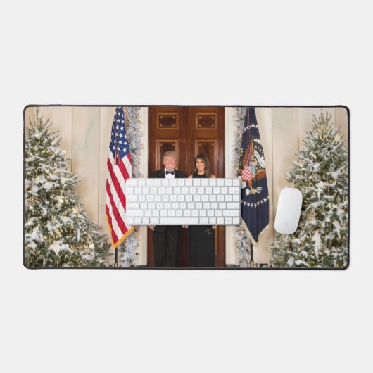 Donald & Melania Trumps Weihnachtsweißhaus Schreibtischunterlage (Tastatur & Maus)