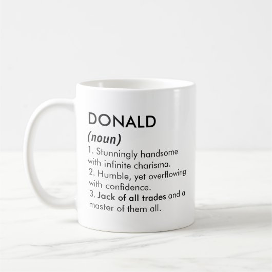 Donald Name, Bearbeitbarer Name, Benutzerdefiniert Kaffeetasse (Links)