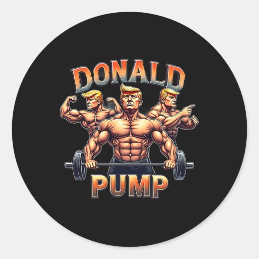 Donald Pump Lustiger Muskel Fitnessstudio Meme Runder Aufkleber (Vorderseite)
