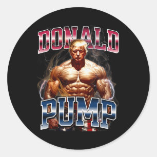 Donald Pump Meme Funny Runder Aufkleber