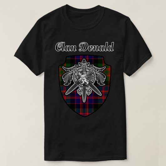 Donald Scottish Clan Tartan Lion Sword Wappen T-Shirt (Design vorne)