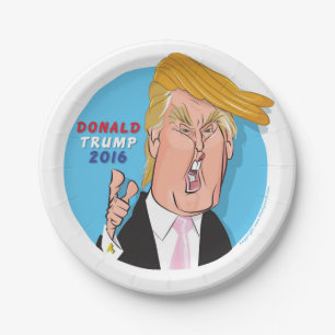 Donald Trump 2016 Cartoon Paper Plate Pappteller