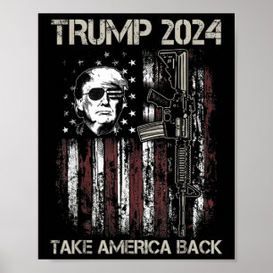 Donald Trump 2024: Amerika zurück in den USA Flagg Poster