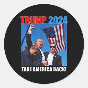 Donald Trump 2024: Amerikas Fahne zurücknehmen Runder Aufkleber