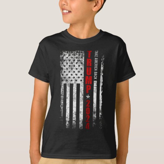 Donald Trump 2024: Amerikas Fahne zurücknehmen T-Shirt (Vorderseite)