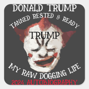 DONALD TRUMP 2024 AUTOBIOGRAFIE IST RAUS QUADRATISCHER AUFKLEBER