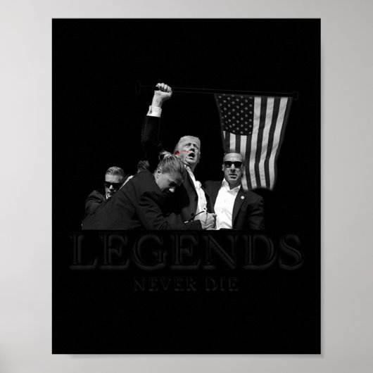 Donald Trump 2024 Legends Die nie Patriotic aus de Poster (Vorne)