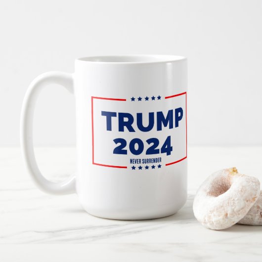 Donald Trump 2024 nie übergeben Kaffeetasse (Mit Donut)