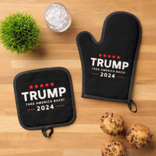 Donald Trump 2024 nimmt Amerika zurück Ofenhandschuh & Topflappen-Set