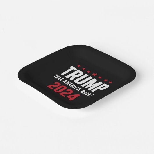 Donald Trump 2024 nimmt die Wahlen in Amerika zurü Pappteller (Gewinkelt)