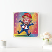 Donald Trump 2024 Quadratische Wanduhr (Zuhause)