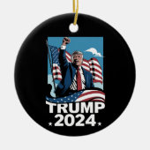 Donald Trump 2024 US-Wahlflagge Keramik Ornament (Vorne)