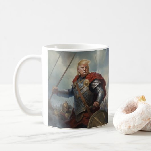 Donald Trump 2024 Viking Warrior Hero Funny AI Kaffeetasse (Mit Donut)