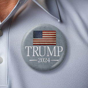 Donald Trump 2024 - Vintage amerikanische Flagge Button