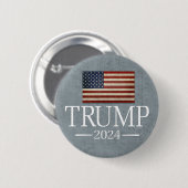 Donald Trump 2024 - Vintage amerikanische Flagge Button (Vorne & Hinten)