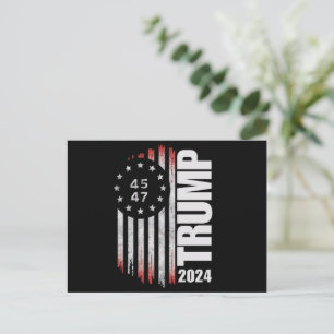 Donald Trump 2024 Wahlstimme 45 47 amerikanisch  Postkarte