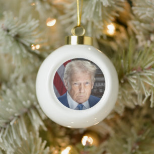 Donald Trump 2025 US-Präsident Portrait Keramik Kugel-Ornament