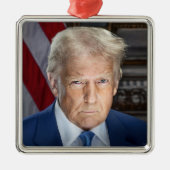 Donald Trump 2025 US-Präsident Portrait Ornament Aus Metall (Vorne)