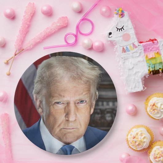 Donald Trump 2025 US-Präsident Portrait Pappteller (Party)