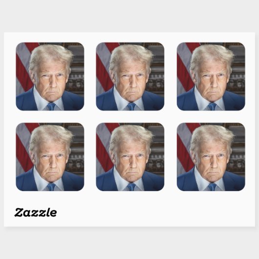Donald Trump 2025 US-Präsident Portrait Quadratischer Aufkleber (Blatt)
