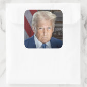 Donald Trump 2025 US-Präsident Portrait Quadratischer Aufkleber (Tasche)