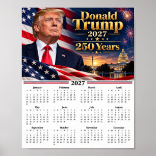 Donald Trump 2027 Kalender, USA 250. Jubiläum Poster
