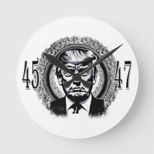 Donald Trump 45/47 Runde Wanduhr
