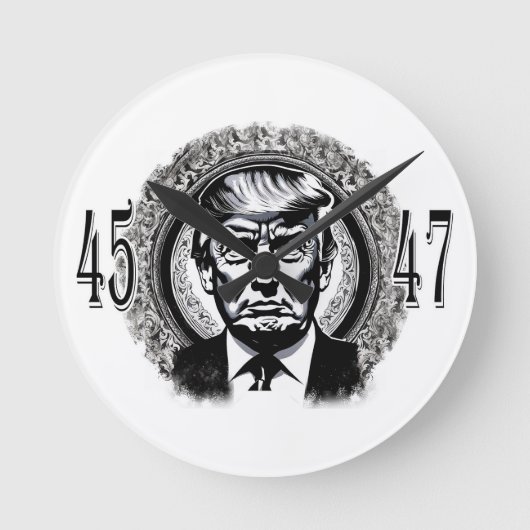 Donald Trump 45/47 Runde Wanduhr (Vorderseite)