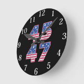 Donald Trump 45-47 Runde Wanduhr (Winkel)