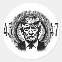 Donald Trump 45/47 Runder Aufkleber