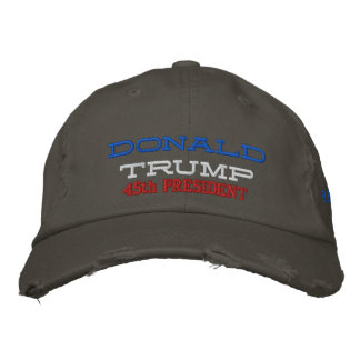 DONALD TRUMP 45. PREZ DISTRESSED CHINO TWILL CAP BESTICKTE KAPPE