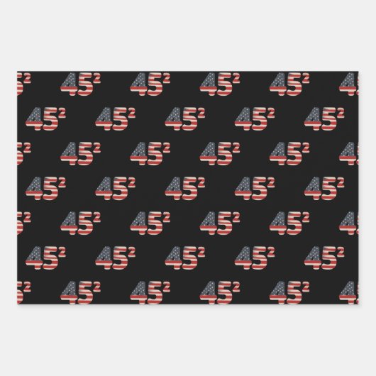 Donald Trump 45 Squared American Flag Patriotic Geschenkpapier Set (Vorderseite 3)