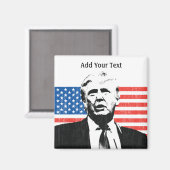 Donald Trump - Amerikanische Flagge - Benutzerdefi Magnet (Vorderseite/Rückseite)