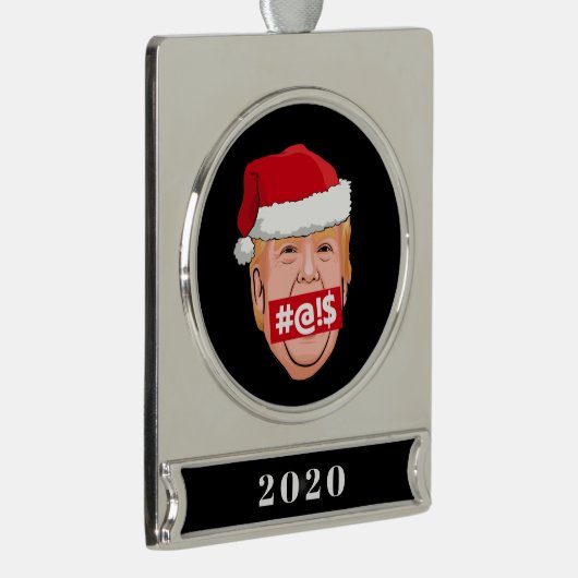 DONALD TRUMP Angry Christmas Banner-Ornament Silber (Rechts)