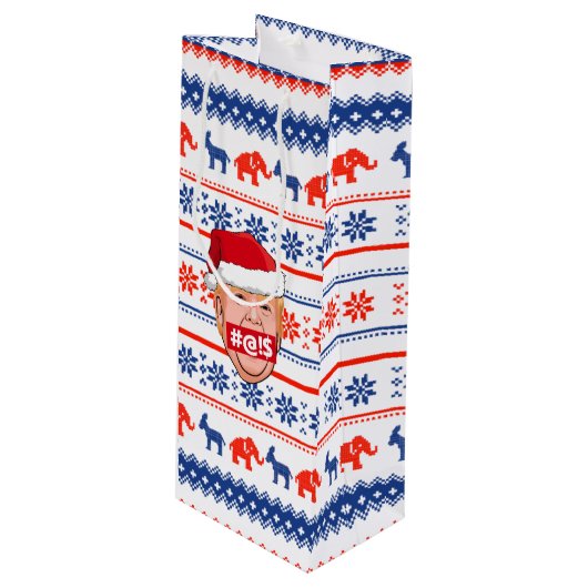 DONALD TRUMP Angry Christmas Geschenktüte Für Weinflaschen (Vorderseite Schrägansicht)