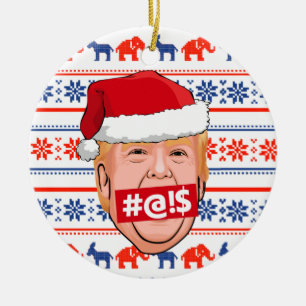 DONALD TRUMP Angry Christmas Keramik Ornament