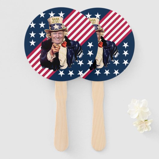 Donald Trump As Uncle Sam ~ Stars & Stripes ~ 2020 Fächer (Vorne und Hinten)